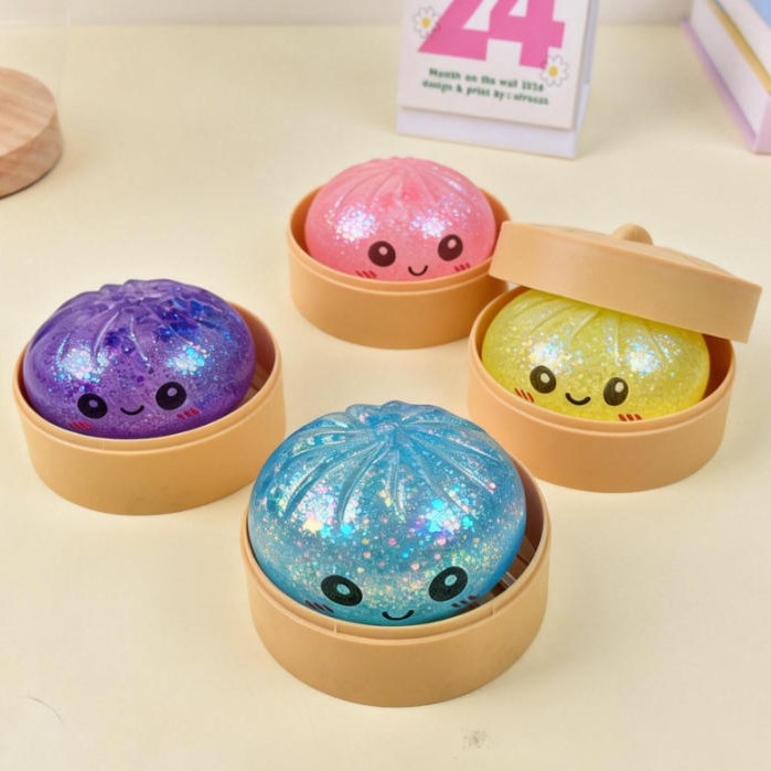 Colorful Smiley Face Steamed Bun Squishy Toy
