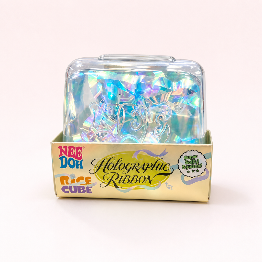 Holographic Ribbon Cube Squishy  8cm Slow-Rise Sensory Toy