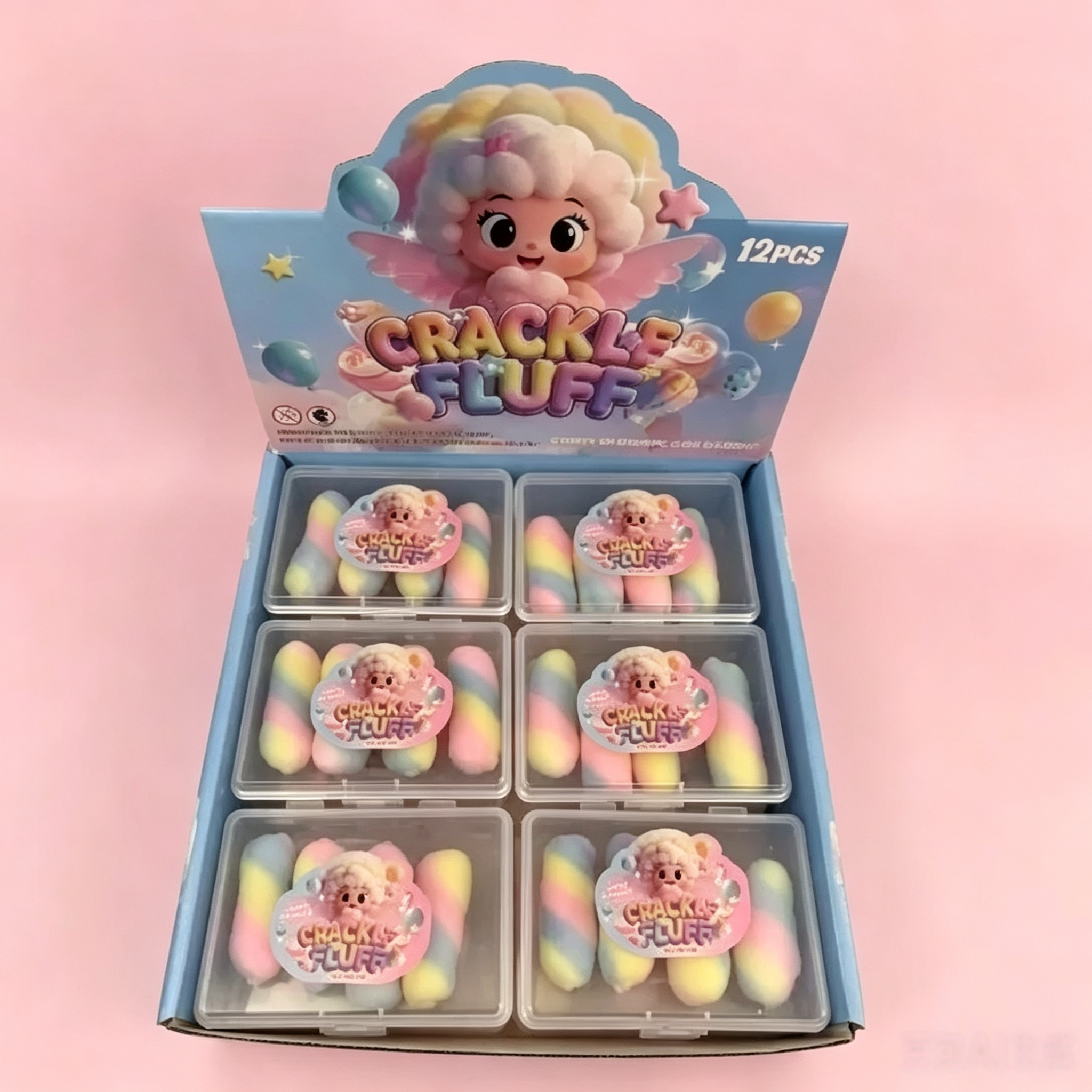 Crackle Fluff Rainbow Marshmallow Squishy – Slow Rise Kawaii Stress Toy
