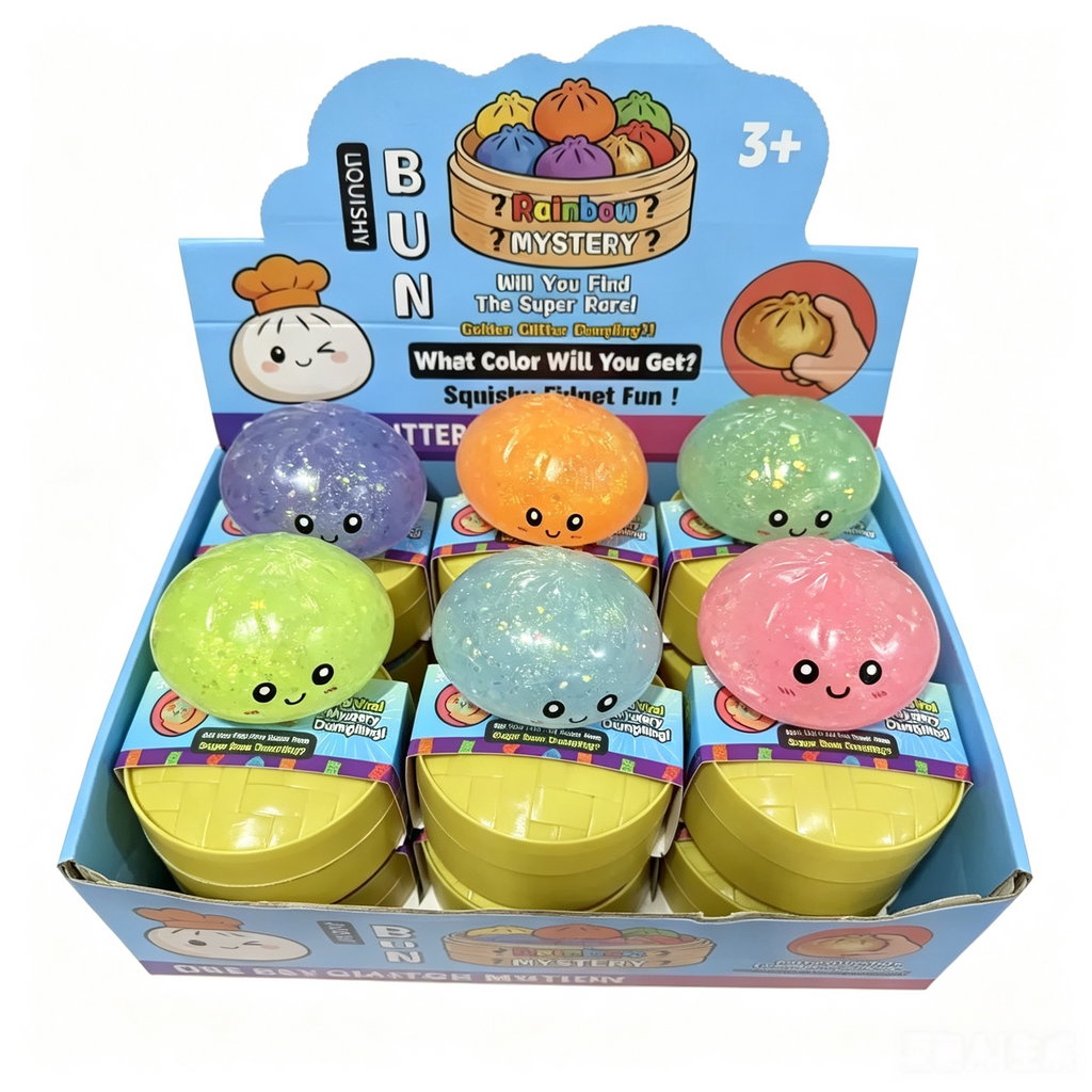 Glitter Dumpling Squishy in Bamboo Steamer