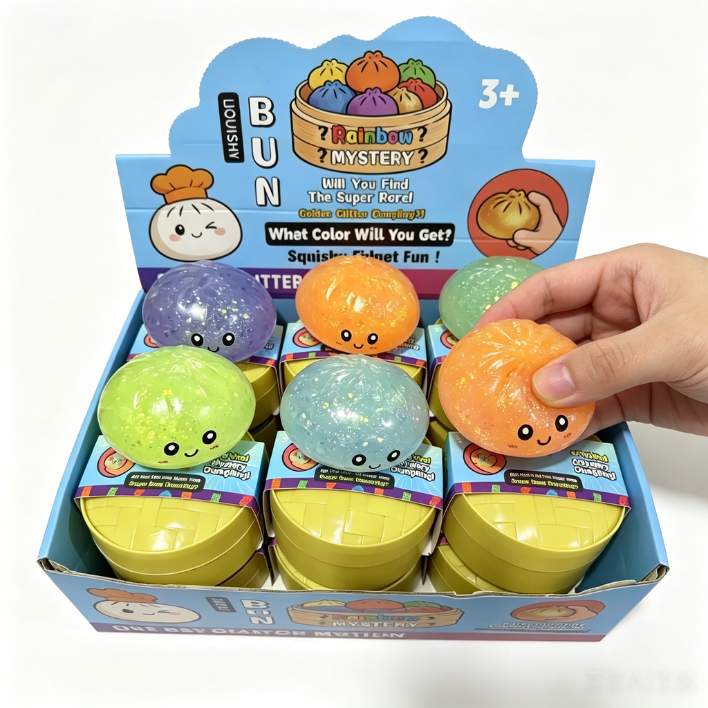 Glitter Dumpling Squishy in Bamboo Steamer