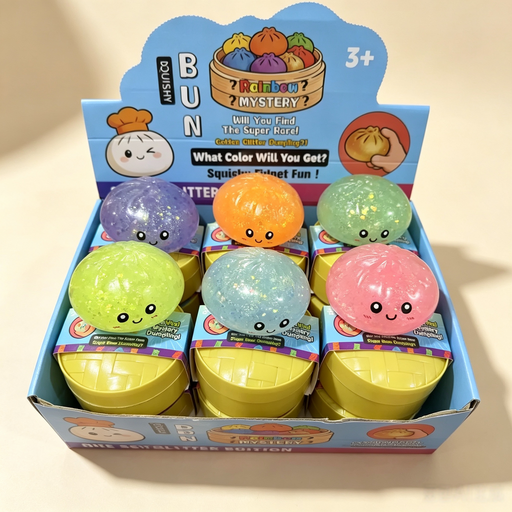 Glitter Dumpling Squishy in Bamboo Steamer