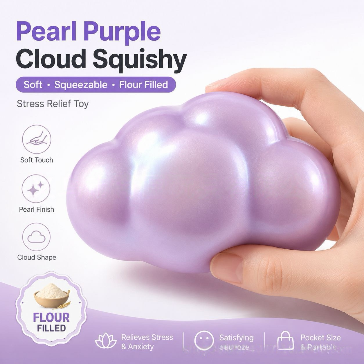 Joyful Little Cloud Squishy — Squeezable Stress Relief Sensory Toy