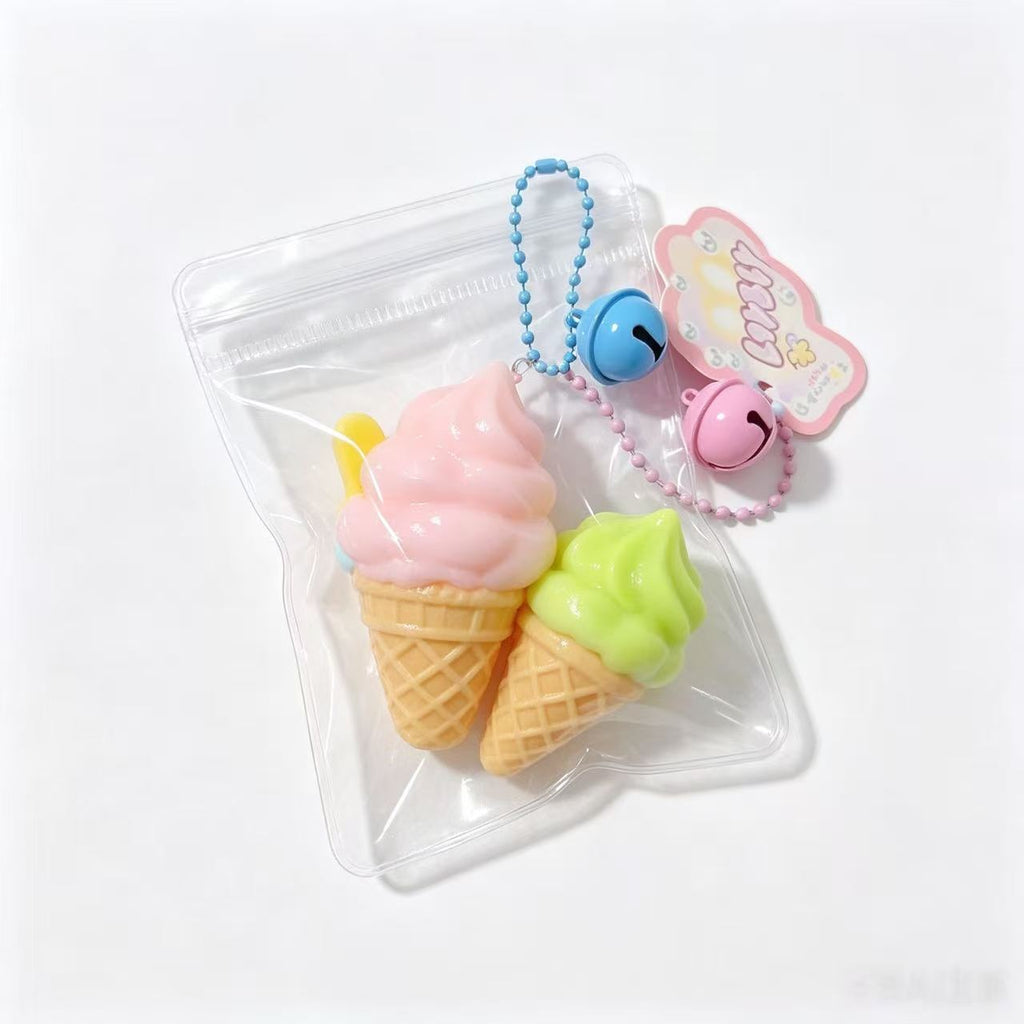 Mini Ice Cream Cone Squishy Keychain
