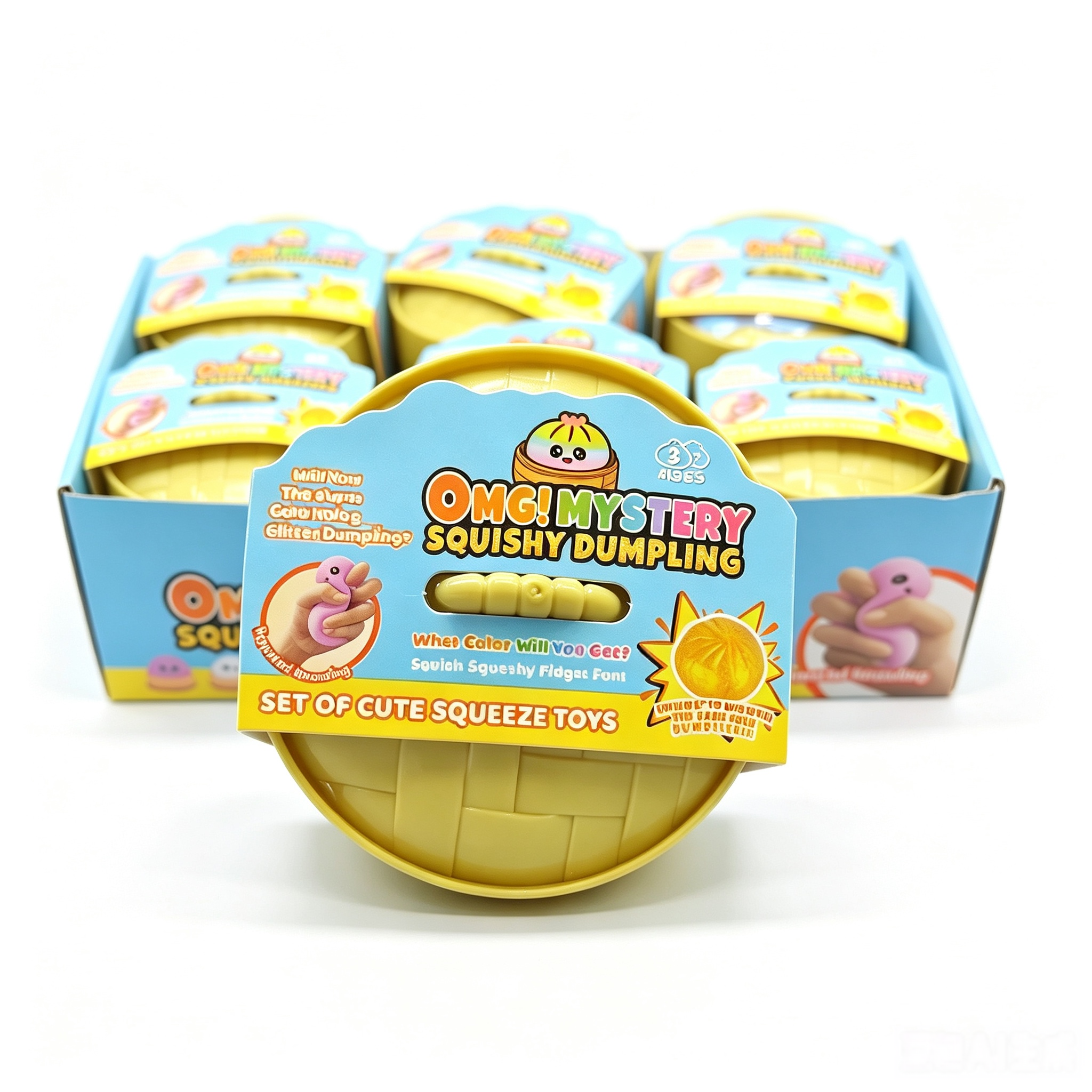 Mystery Dumpling Squishy in Bamboo Steamer – Slow Rising Kawaii Stress Toy