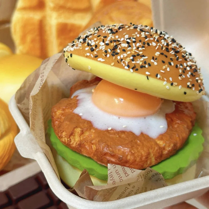 Jumbo Burger Squishy — Slow-Rise Stress Relief Squeeze Toy
