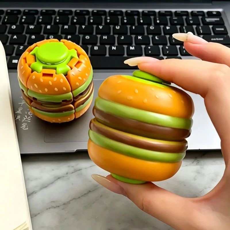 Hamburger Fidget Spinner — Press to Spin Stress Relief Toy