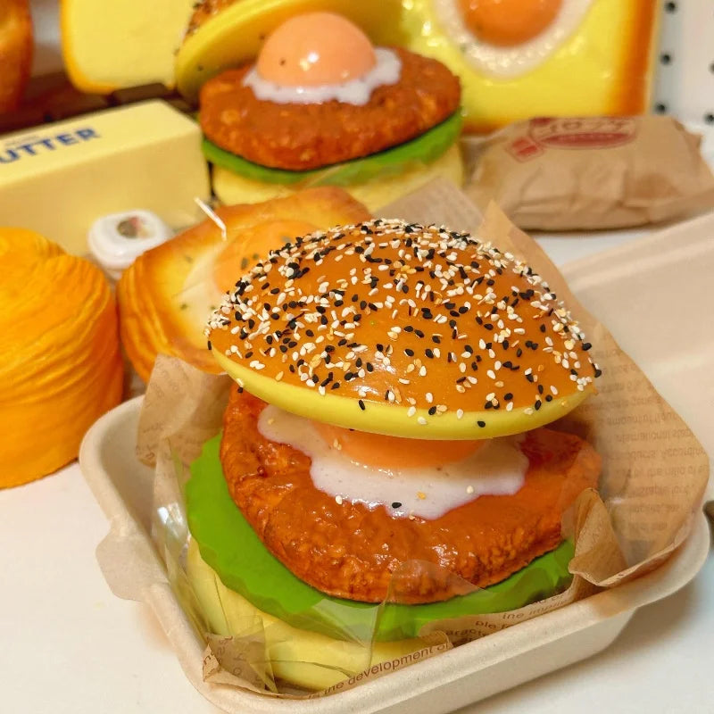 Jumbo Burger Squishy — Slow-Rise Stress Relief Squeeze Toy