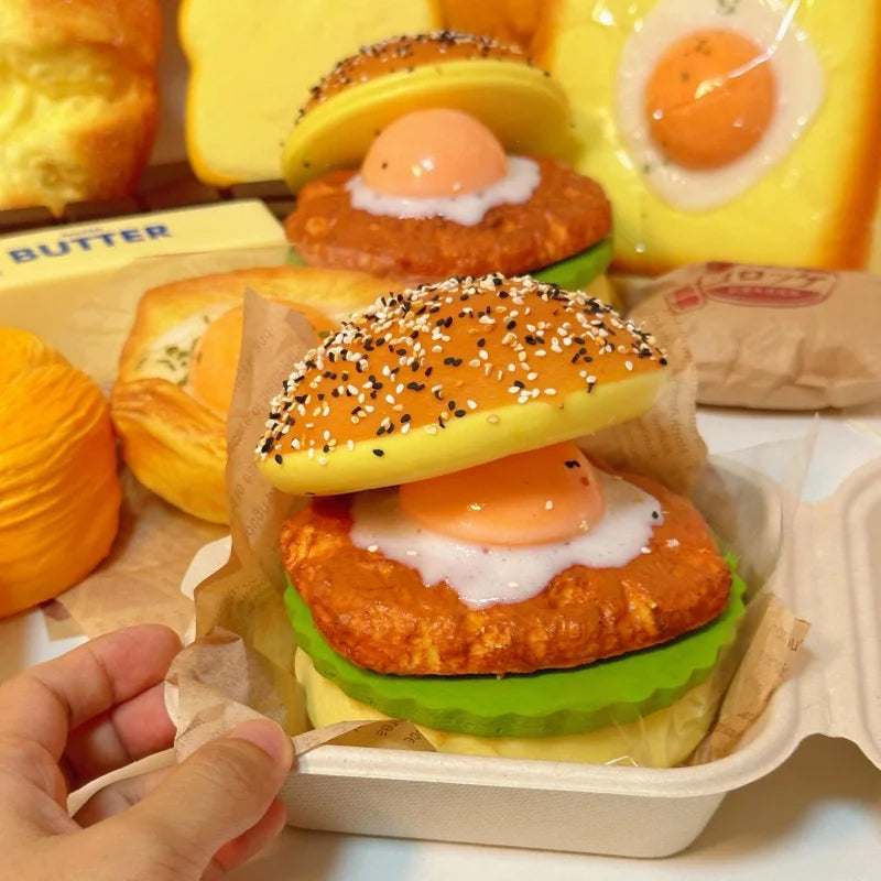 Jumbo Burger Squishy — Slow-Rise Stress Relief Squeeze Toy