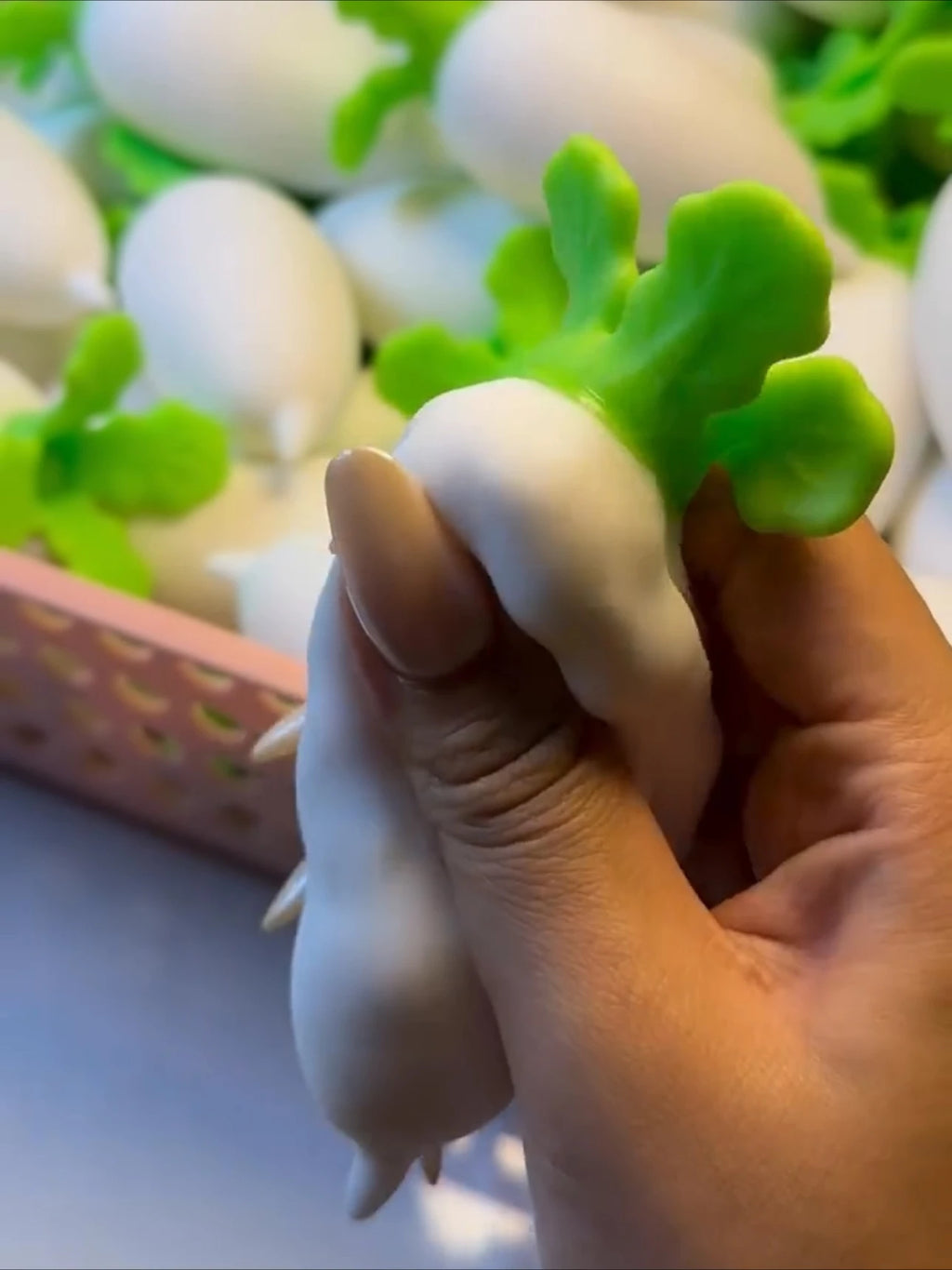 White Radish Crunchy Squishy — ASMR Stress Relief Fidget Toy