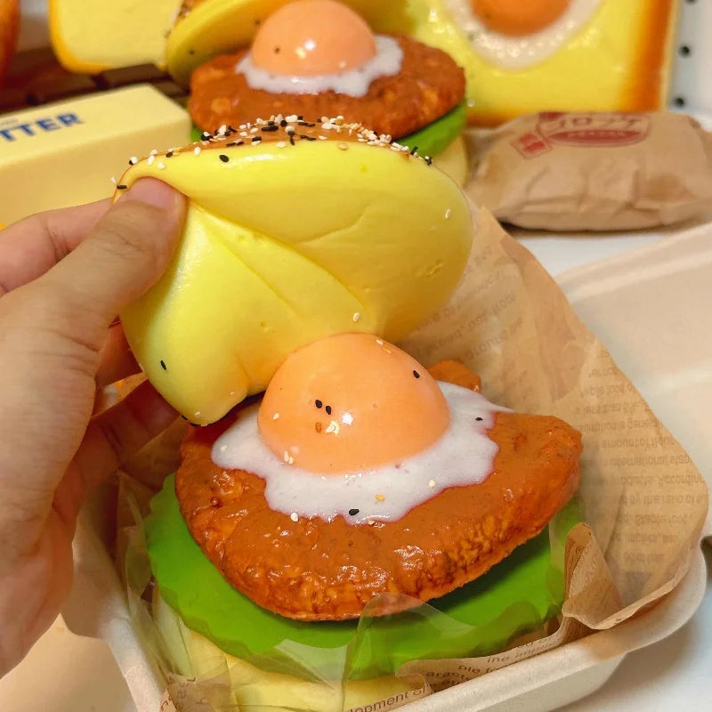 Jumbo Burger Squishy — Slow-Rise Stress Relief Squeeze Toy
