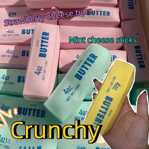 Butter Stick Squishy Stress Ball ADHD Fidget Toy Crunchy Squeeze Toy Round Blocks Filled ASMR Anti Stress Release Hand Gift Toy
