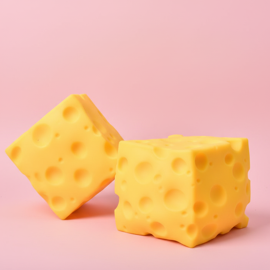 Cheese Wedge Squishy Pink Background