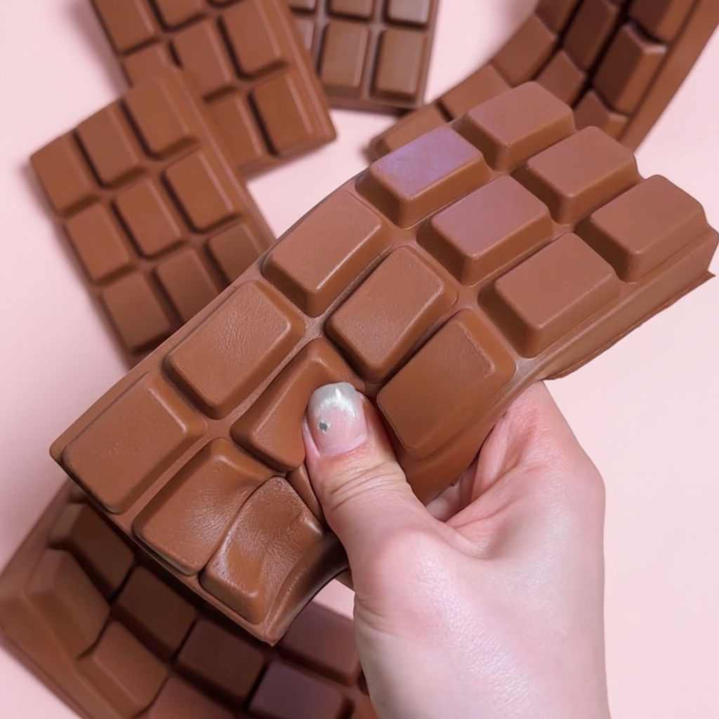 Chocolate Bread Squishy - Pink Background