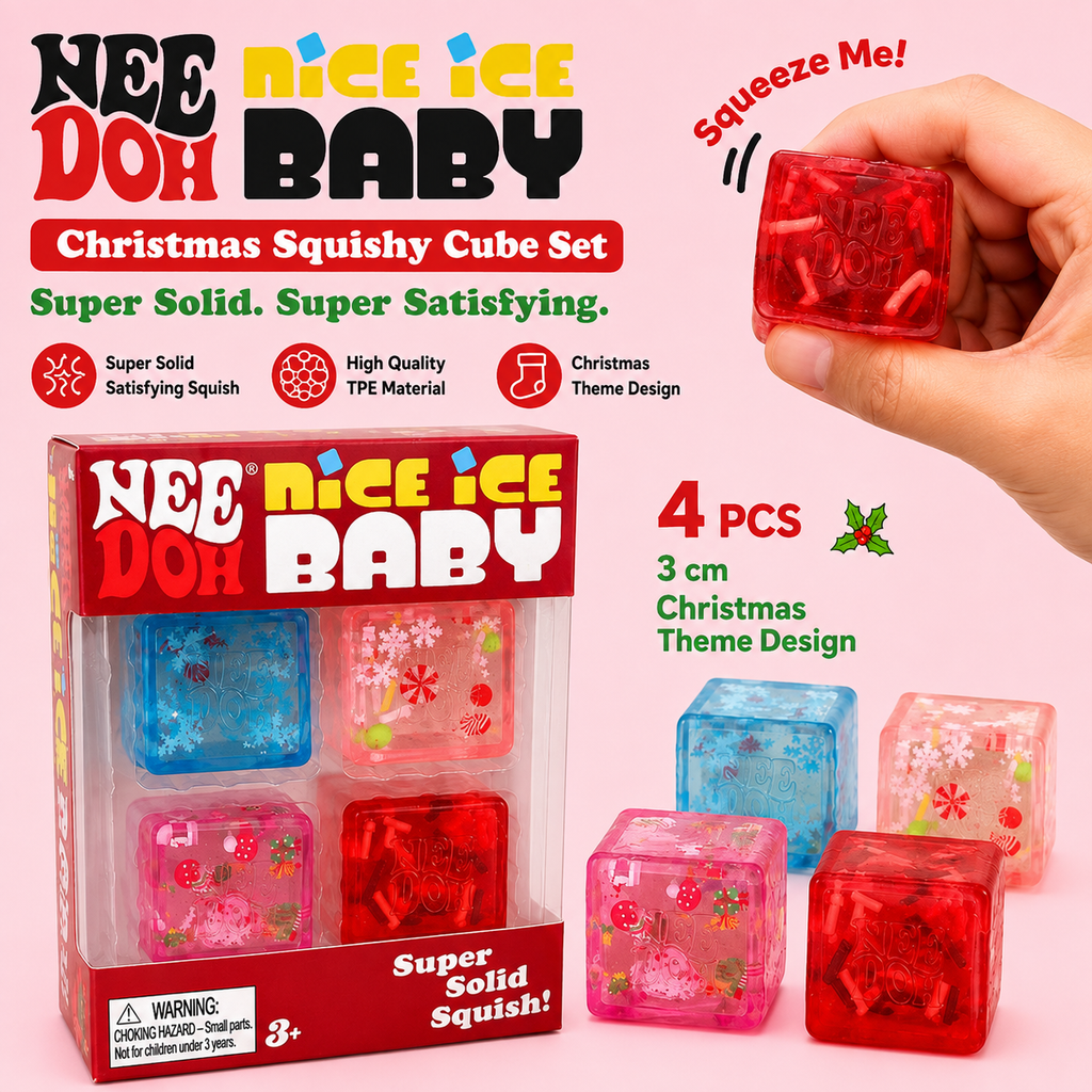 Christmas Mini Ice Cube Squishy  Festive 4-Pack