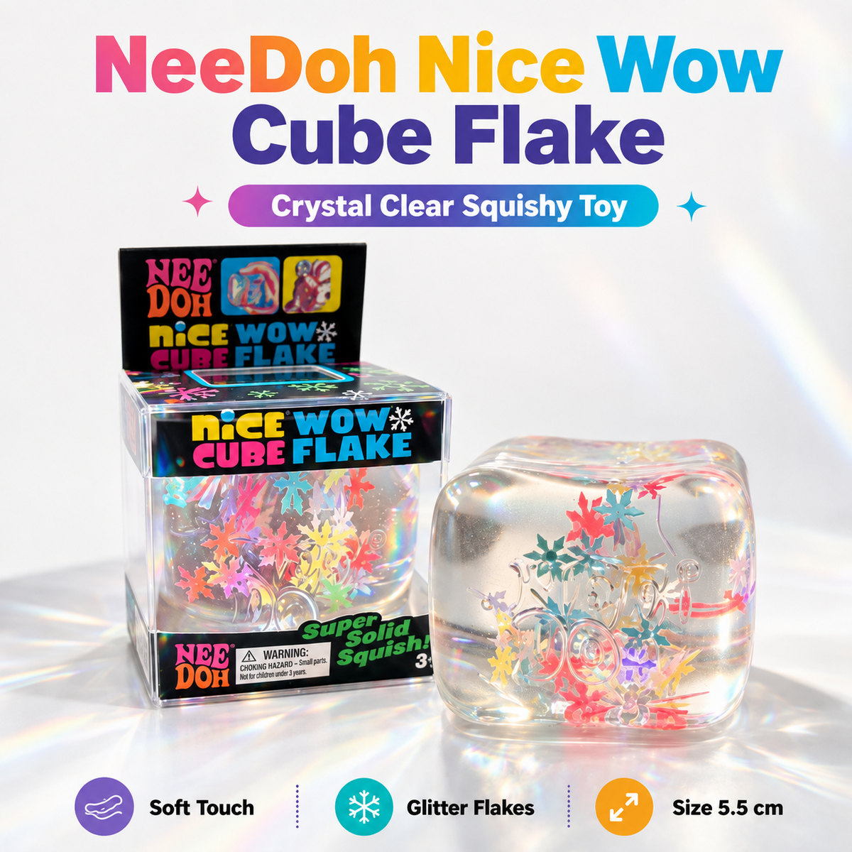 Rainbow Snowflake Cube Squishy  Slow-Rise Sensory Toy